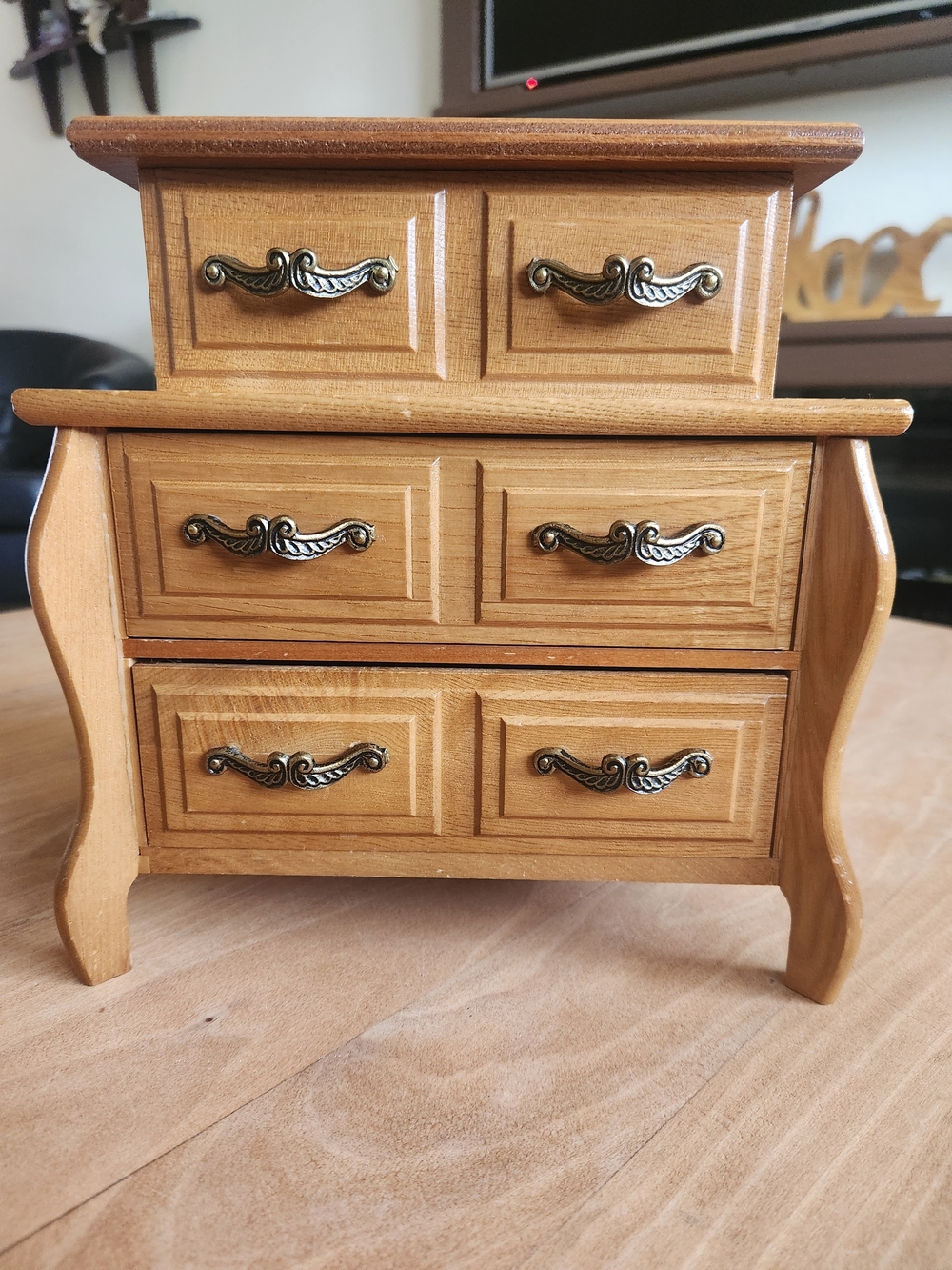 Vintage Wood Finish Mini Chest Organizer - Light Brown
